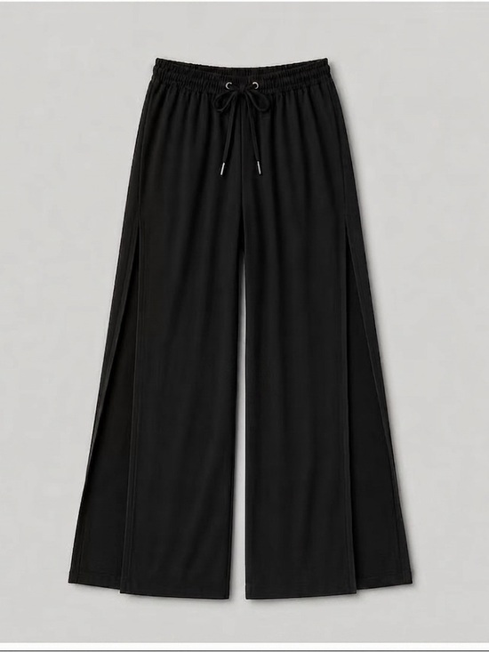 Noisy may Pants - Noisy May Black Wide-Leg With slits Drawstring Pants / Vacation Pants / Size Med